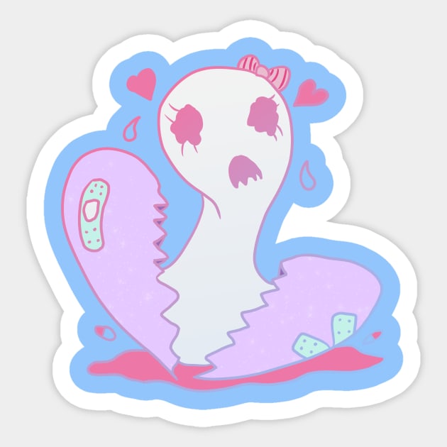 Broken Heart Ghost - Menhera , Yamikawaii , Pastel Goth Sticker by nhitori